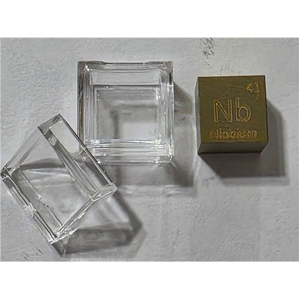 YELLOW 8.9 GRAM NIOBIUM METAL CUBE AND DISPLAY BOX