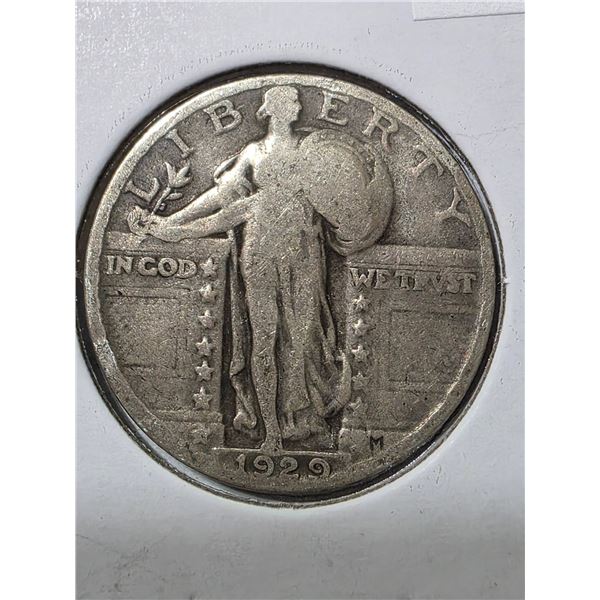 1929 SILVER STANDING LIBERTY QUARTER