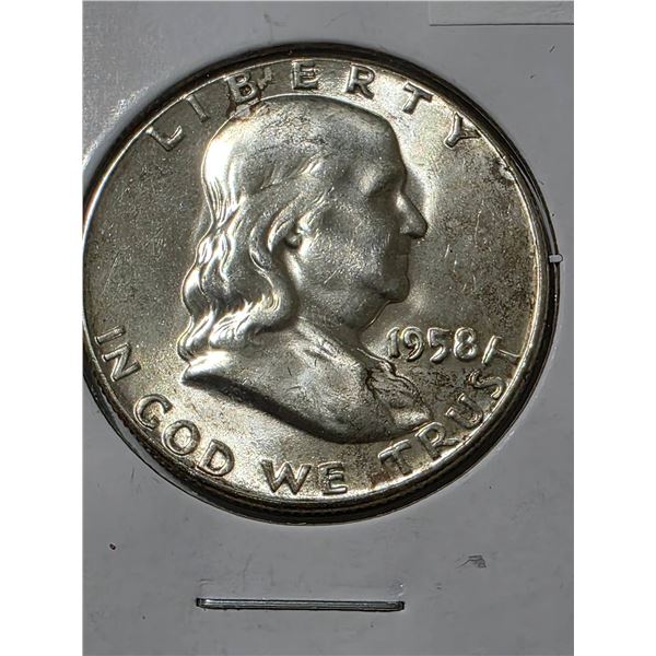 1958 SILVER FRANKLIN HALF DOLLAR BU