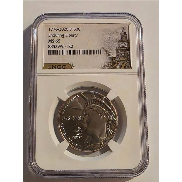 1776-2026-D 50 CENT ENDURING LIBERTY NGC MS65