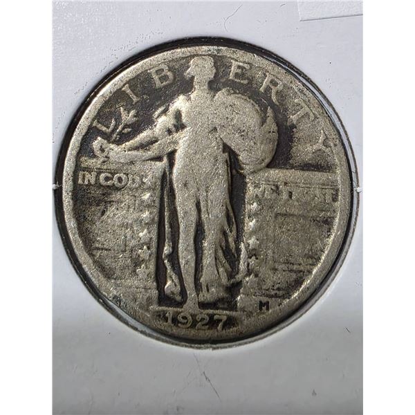 1927 SILVER STANDING LIBERTY QUARTER