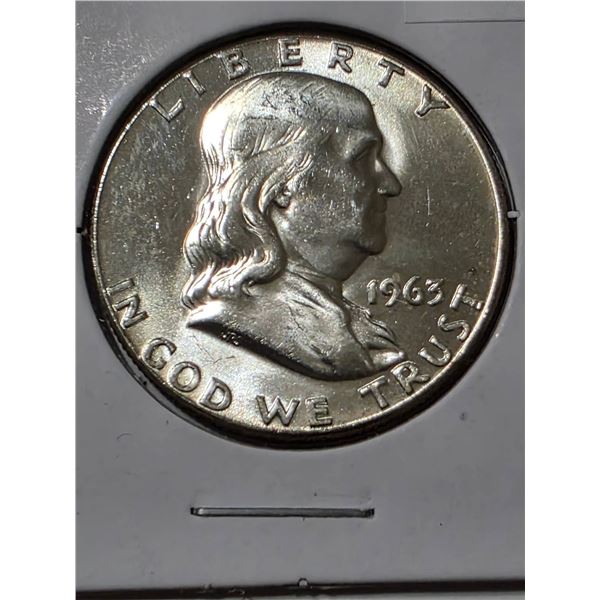 1963 SILVER FRANKLIN HALF DOLLAR BRILLIANT UNC