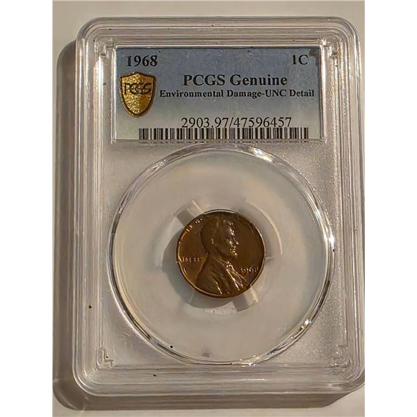 1968 PCGS GENUINE LINCOLN CENT 1C