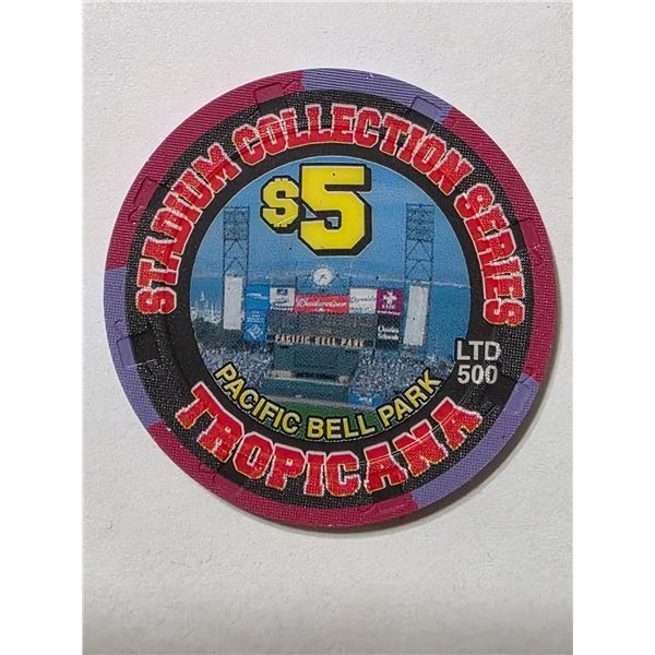 TROPICANA $5 CASINO CHIP PACIFIC BELL PARK LTD 500