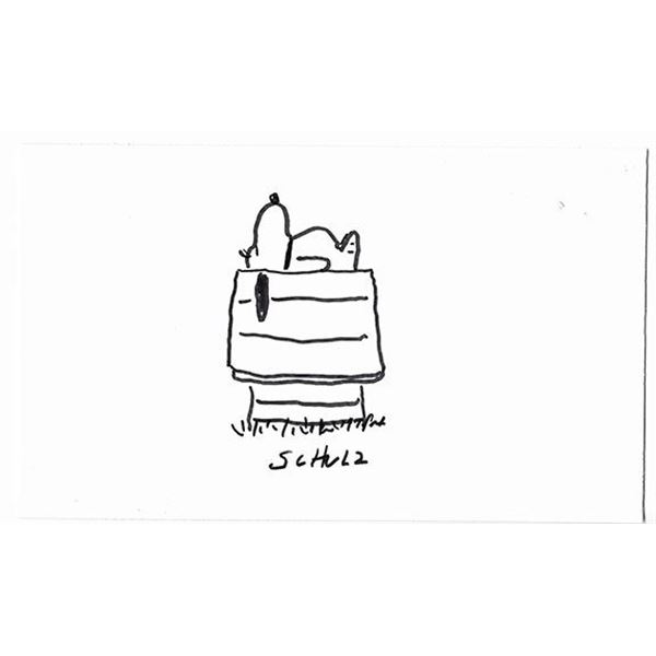 Charles Schulz signed Snoopy sketch with envelope