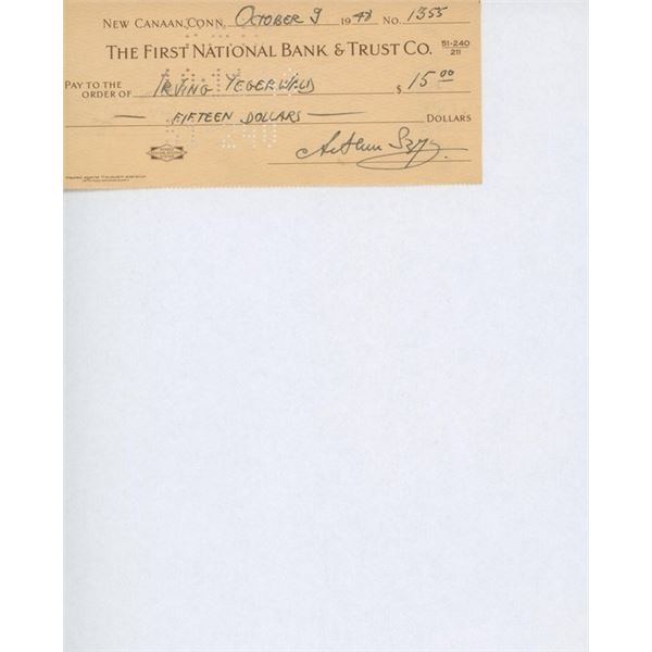 Artist Arthur Szyk/ Canterbury Tales  signed check