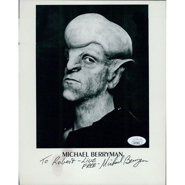 The Hills Have Eyes Michael Berryman Signed 8x10 Cardstock Promo Photo JSA Authentic Scratches