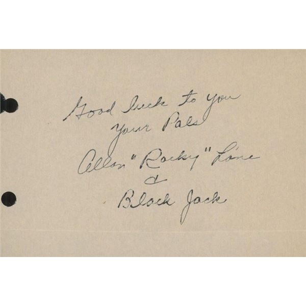 Mister Eds Voice Allan "Rocky" Lane signed note
