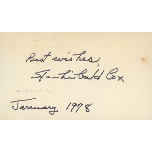 Archibald Cox signed note dated January 1978