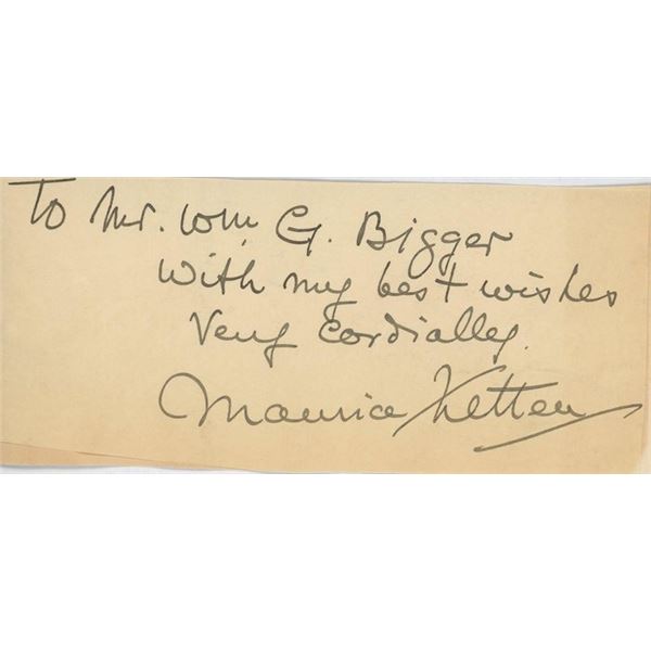 Comic Artist Maurice Ketten signed note