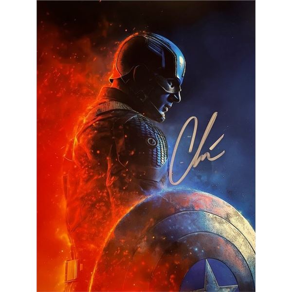 Captain America Chris Evans signed movie photo