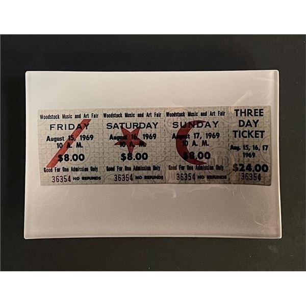 Woodstock Ticket Glass Collectible Jewelry Tray