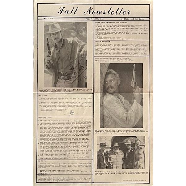 The Duke's of Hazzard John Schneider Signed 1989 Newsletter