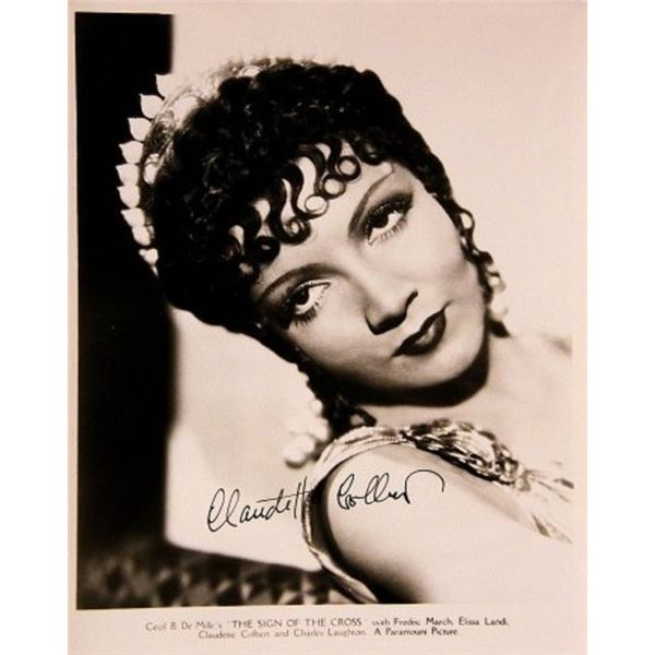 Claudette Colbert signed portrait photo