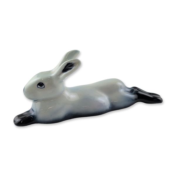 Royal Doulton Blue Flambe Porcelain Figurine, Hare Lying Legs Behind HN2593