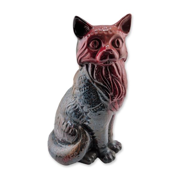 Royal Doulton Flambe Sung Colored Seated Cat Figurine