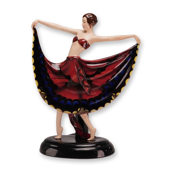 Goldscheider Art Deco Butterfly Dancer Ceramic Figural Lamp Base