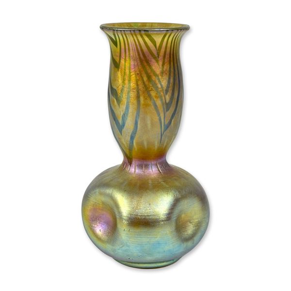 Steuben Aurene Decorated Iridescent Glass Vase