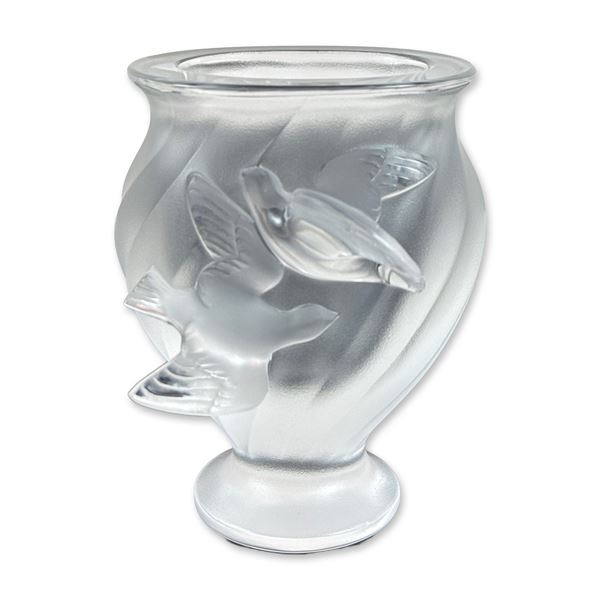 Lalique France Rosine Frosted Crystal Vase