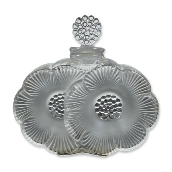 Rene Lalique Deux Fleurs Glass Perfume Bottle with Stopper
