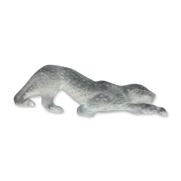 Lalique Zeila Frosted Crystal Panther Sculpture