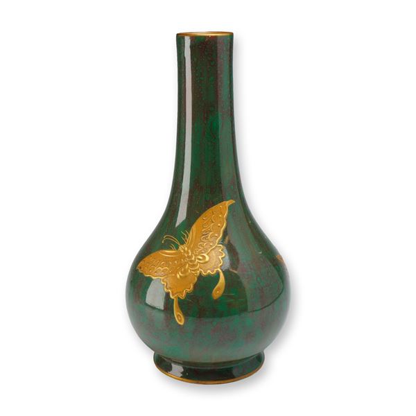 Wedgwood Variegated Glaze Pear Shaped Bottle Vase with Gilded Insects
