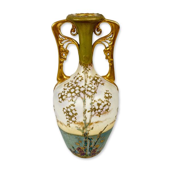 Amphora Turn Teplitz Bohemia Art Nouveau Double-Handled Porcelain Vase