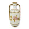 Image 1 : Antique Hand-Painted Porcelain Twin-Handled Vase Attributed to Royal Worcester
