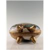 Image 4 : Hand Painted Gilded Ceramic Floral Motif Moon Flask