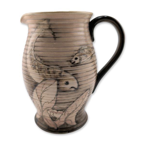 Moorcroft Pottery Rare Vintage Fish Saltglaze Ribbed Pitcher