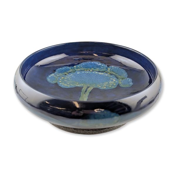 Moorcroft Pottery with Tudric Pewter Bowl, Moonlit Blue