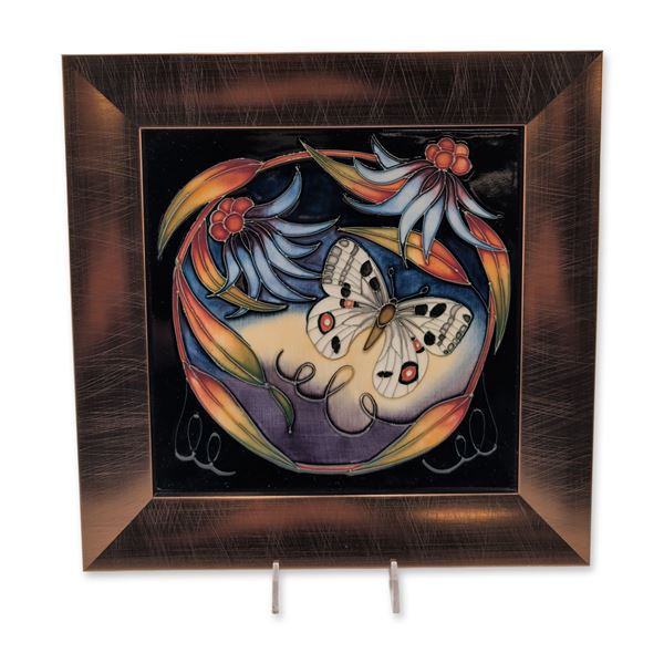 Framed Moorcroft Pottery by Sian Leeper Ceramic Title, Apollo
