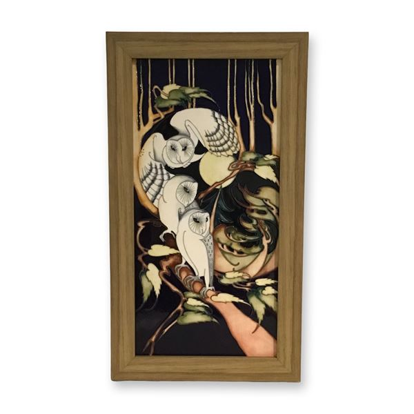 Moorcroft Pottery by Emma Bossons Framed Wall Plaque, Moonlight Flight