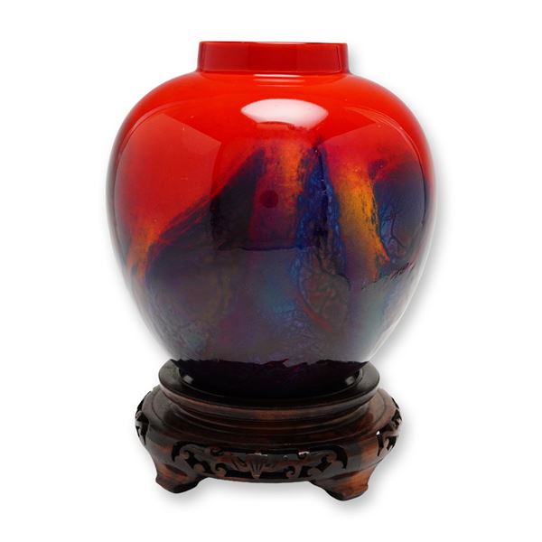 Royal Doulton by Fred Moore Sung Flambe Vase with Base