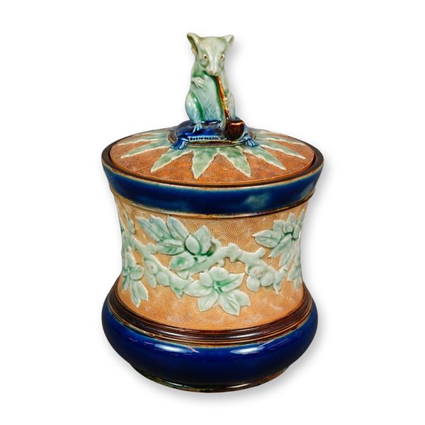 Doulton Lambeth by George Tinworth Stoneware Lidded Tobacco Jar
