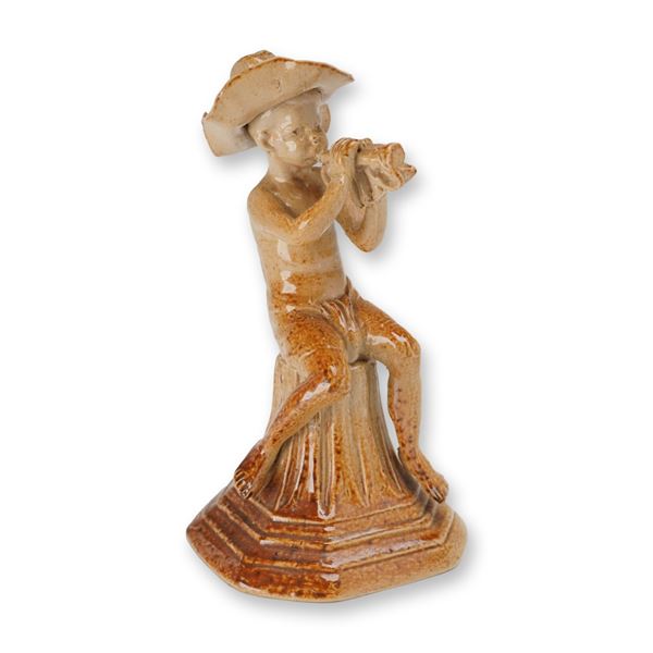 Doulton Lambeth by George Tinworth Stoneware Merry Musicians Figurine, Boy Musician Trumpet
