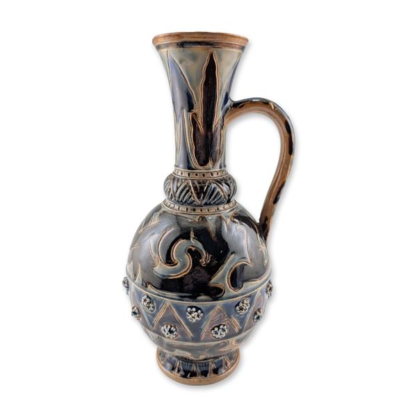 Doulton Lambeth by Arthur Barlow Stoneware Art Nouveau Motif Ewer