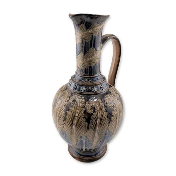 Doulton Lambeth Stoneware Art Nouveau Foliate Motif Ewer