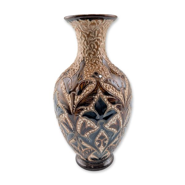 Doulton Lambeth Stoneware Art Nouveau Foliate Motif Vase