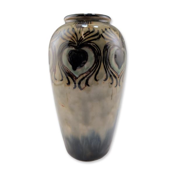 Royal Doulton by Eliza Simmance Stoneware Art Nouveau Rare Peacock Feather Vase