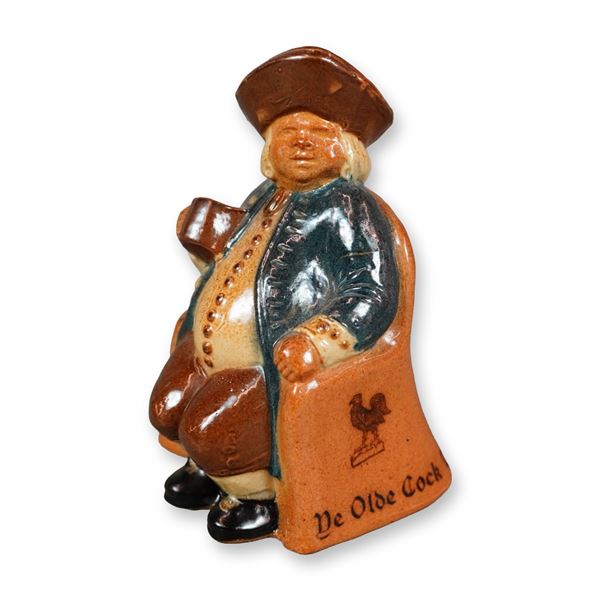 Royal Doulton Lambeth Stoneware Salt-Glazed Advertising Armchair Toby Jug, Ye Olde Cock Tavern