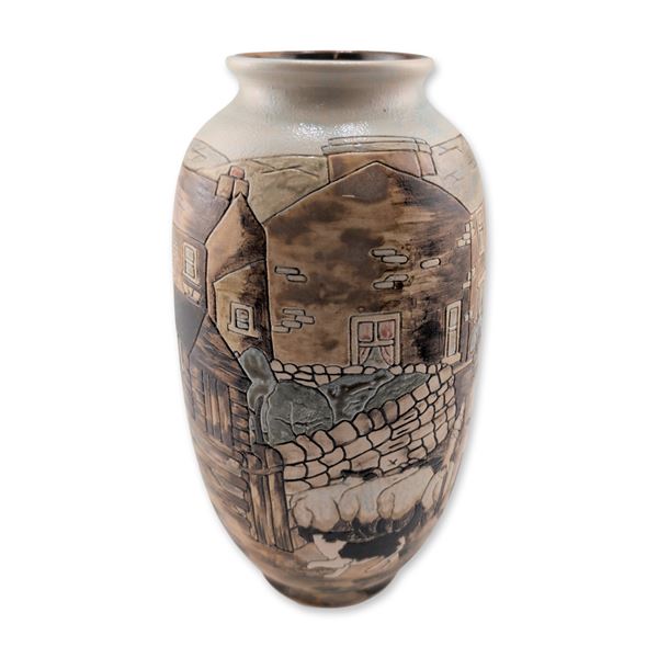Burslem Pottery Stoneware Trial 1 Stoneware English Rural Motif Vase