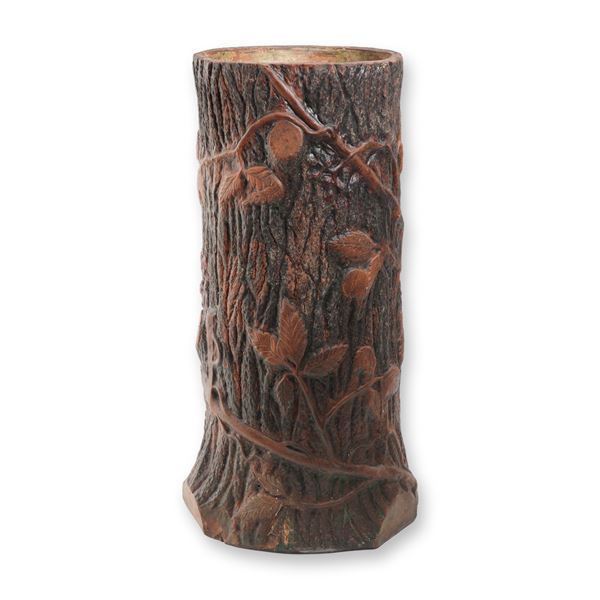 Weller Pottery Terracotta Tree Trunk Umbrella Stand