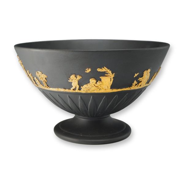 Wedgwood Black Basalt and Gilt Footed Bowl Artist's Sample