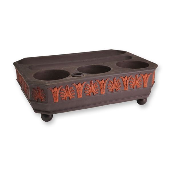 Wedgwood Black Basalt and Rosso Antico Inkstand
