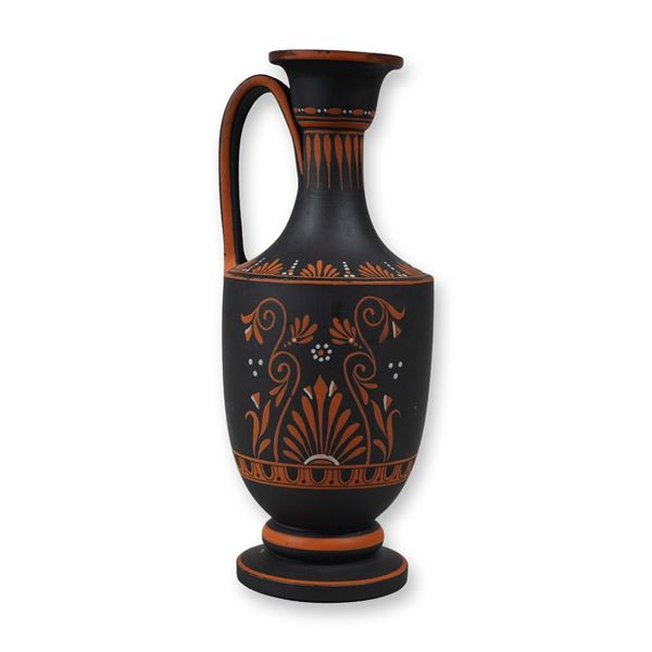 Wedgwood Black Basalt Encaustic Decorated Lekythos