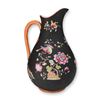 Image 1 : Wedgwood Capri Ware Black Basalt Pitcher with Polychrome Enamel Floral Decoration