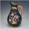 Image 2 : Wedgwood Capri Ware Black Basalt Pitcher with Polychrome Enamel Floral Decoration
