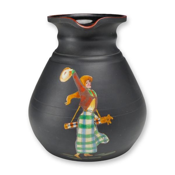 Wedgwood Kenlock Ware Black Basalt Sporting Jug with Female Golfer