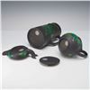 Image 3 : Three-Piece Wedgwood Black Basalt Dragon Kenlock Ware Pitcher, Creamer, and Oil Lamp
